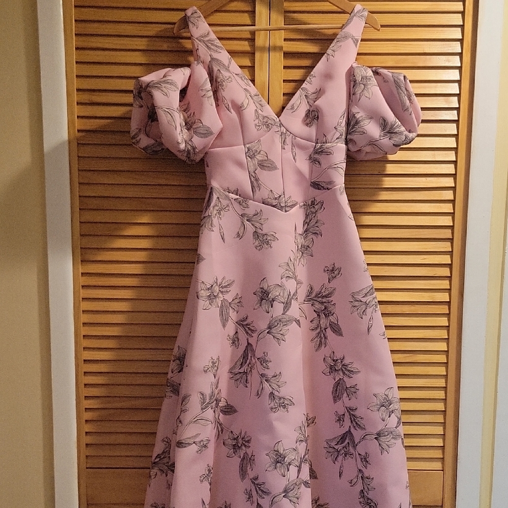 ASOS Pink Floral Puff Sleeve Dress